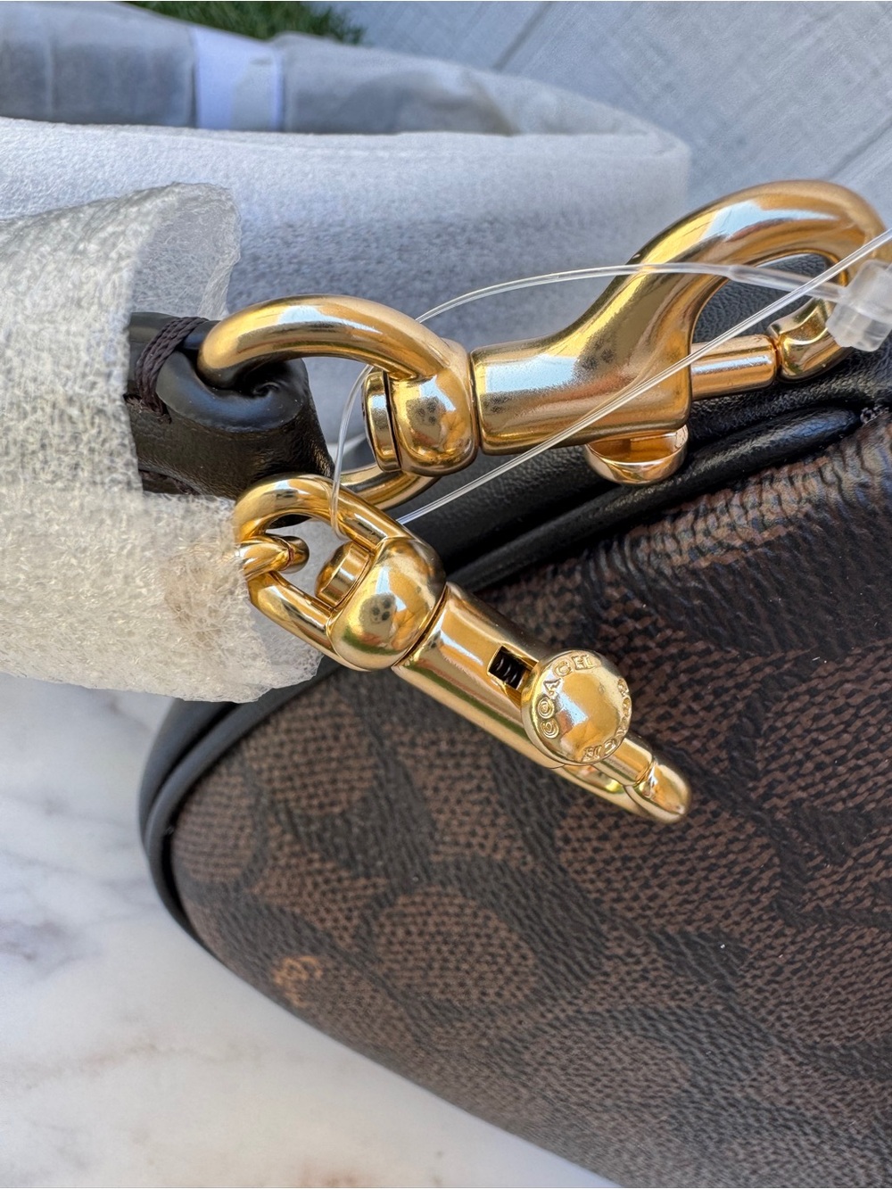 Coach Teri mini signature Canvas Shoulder Bag in Black and Dark Brown crossbody - Picture 7 of 16
